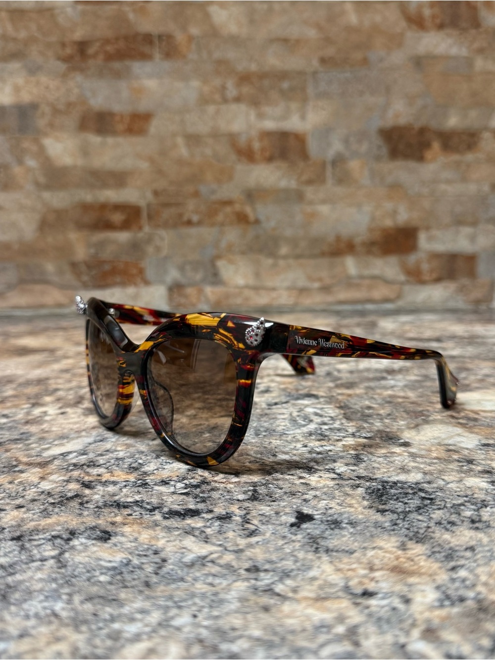 Vivienne Westwood Cat Eye Tortoise Shell Sunglasses Purple Tinted Lens UV400